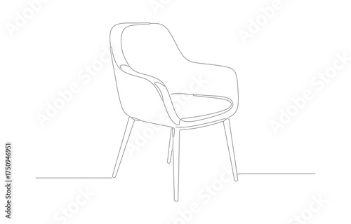Minimalist Outline Drawing Armchair Illustration Comfortable Seating Furniture Icon