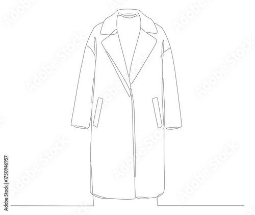Minimalist Line Art Overcoat Winter Apparel Fashion Clothing Garment Illustration