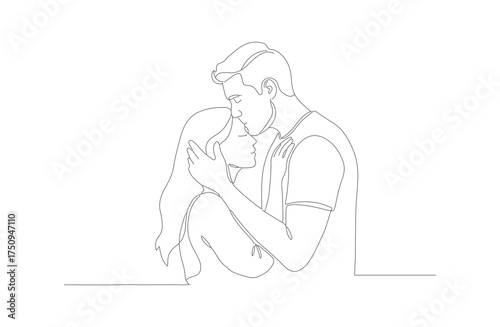 Minimalist Line Drawing Man Sitting Hugging Knee in Thoughtful Pose Illustration
