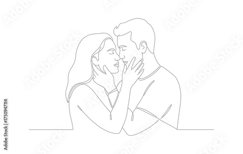 Minimalist Line Art Couple Embracing Love and Romance Illustration