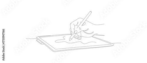 Simple Line Drawing Hand Applying Liquid on Surface Illustration
