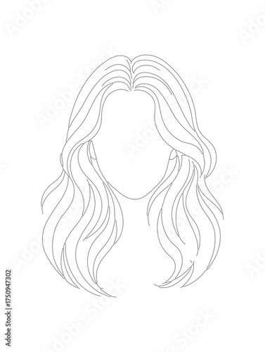 Minimalist Line Art Woman Hair Style Portrait Silhouette Illustration