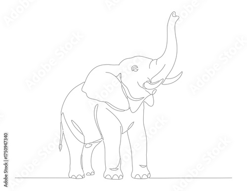 Minimalist Outline Illustration Majestic Elephant Standing Proudly Line Art Drawing