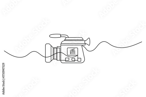 Video camera Continuous one line drawing of outline vector illustration.