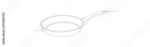 Dotted Line Art Simple Frying Pan Cooking Utensil Illustration