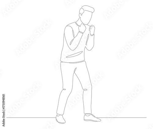 Minimalist Dotted Line Silhouette Man Standing Figure Illustration