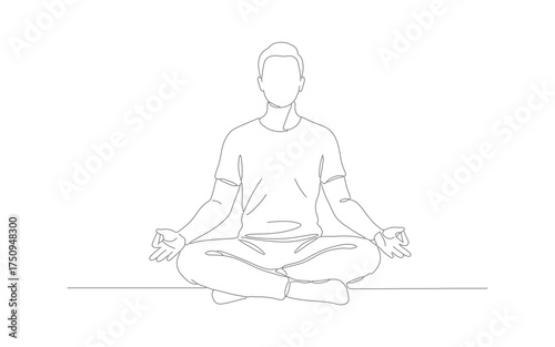Minimalist Line Art Woman in Lotus Position Yoga Pose Illustration