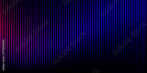 Futuristic neon gradient pattern with vertical glowing lines blending smooth deep pink and vivid purple colors. Minimalistic dark background perfect for creative tech designs. Vector illustration