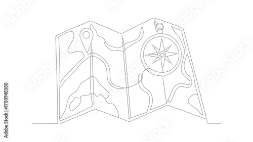 Outline Simple Crumpled Old Treasure Map Illustration Graphic