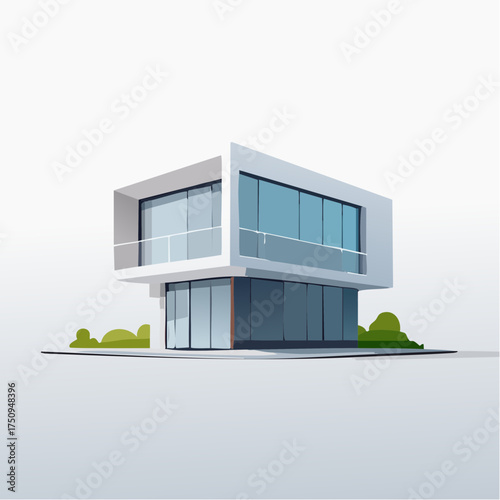 Minimalist Cube-Shaped Modern House with Large Glass Windows