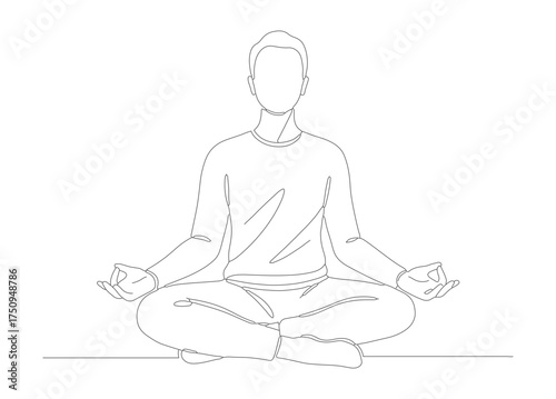 Minimalist Outline Illustration Person in Lotus Position Meditation Pose Illustration