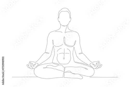 Minimalist Outline Meditation Pose Human Figure in Lotus Position Illustration