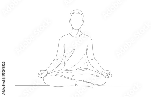 Minimalist Line Art Seated Person in Meditation Pose Illustration