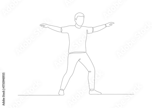 Simple Line Art Person Yoga Pose Silhouette Exercise Illustration