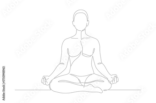 Minimalist Line Art Meditation Pose Human Figure Illustration
