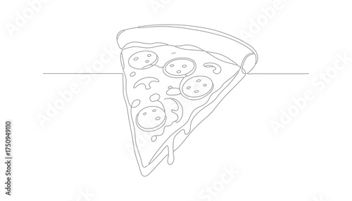Simple Outline Slice of Pizza Detail Illustration Icon Clip Art
