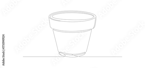 Minimalist Line Drawing Plant Pot Outline Illustration Empty Container
