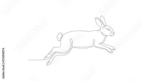 Minimalist Outline Leaping Hare Sketch Artwork Animal Illustration