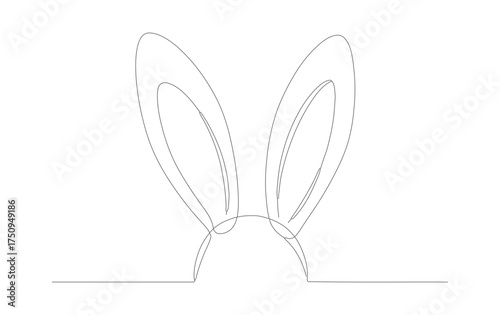 Simple Outline Cute Bunny Ears Headband Celebration Holiday Illustration