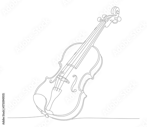 Black and White Line Art Violin Musical Instrument Illustration Graphic
