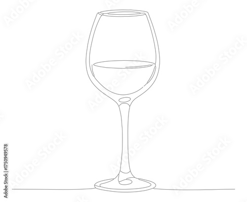 Simple Line Art Wine Glass Alcohol Drink Beverage Outline Icon