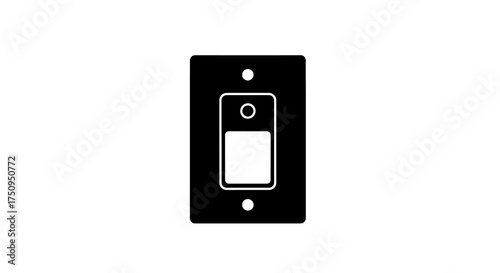Illuminated Control Simple Black and White Toggle Switch Illustration on a Rectangular Plate