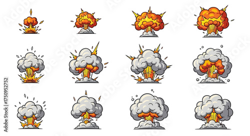 Fifteen stylized illustrations of flames, depicting various shapes and colors, suitable for design.