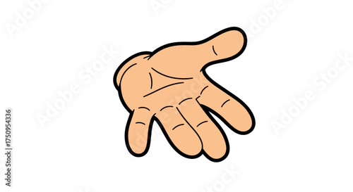 Cartoon hand illustration, palm facing up, fingers slightly curved, showing the back of the hand.
