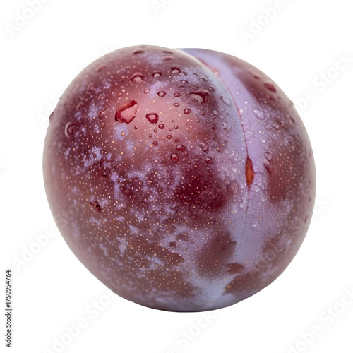 Purple plum covered in water droplets on a black background fruit dark