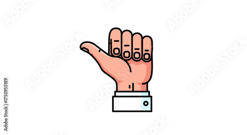 A cartoon illustration of a hand with its thumb extended upwards, indicating a positive gesture.
