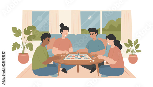Friends enjoying a board game together in a cozy living room fostering connection and fun