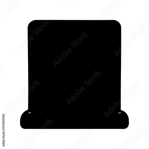 Isolated silhouette of a grave stone or memorial head stone marker