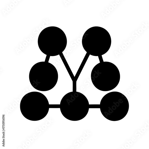 Network connectivity representation with circular nodes connected by lines in black color