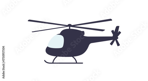 Stylized Dark Blue Helicopter with White Window and Rotors.