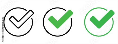 Outline and filled Tick Mark vector illustration. Graphic for successful task, validation, and checklist items in UI/UX design.