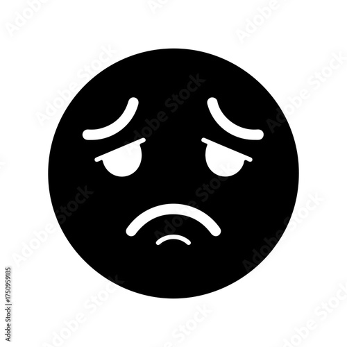 Minimalist Black Sad Face Emoji Icon Simple Graphic Illustration