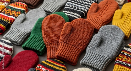 Colorful Knitted Mittens - A Warm Winter Collection.
