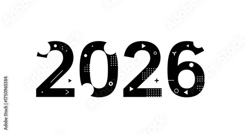 A Year of Possibilities Creative 2026 Typography with Modern Geometric Patterns and Symbols