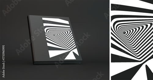 Psychedelic pattern. Melting and distorting lines. The geometric background by stripes. Black and white. Illustration for brochure, poster, cover, card, presentation, flyer or banner.