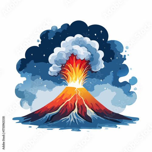 Vulkaneruption bei Nacht