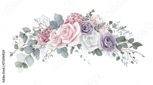 soft pastel pink and lilac flowers with gray leaves 