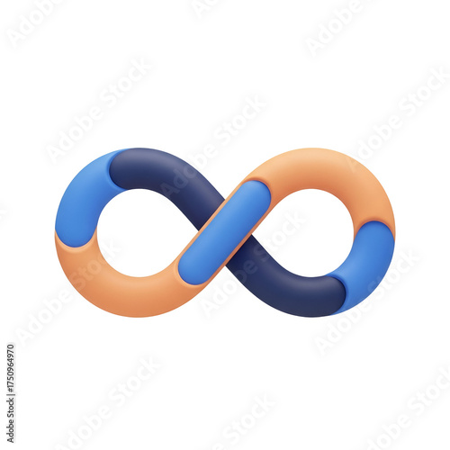 Infinity symbol isolated on transparent background, a concept of endless possibilities and unlimited potential