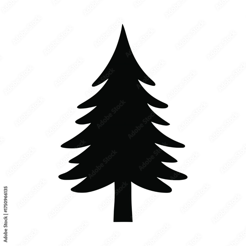 Obraz premium Pine Tree Silhouette Vector Illustration