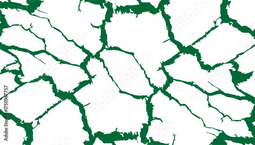 Abstract green painted wall with cracked vintage texture. Cracked white wall texture. Surface cracks and fissures in ground. crack concrete white wall. Cracked soil texture transparent. Surface cracks