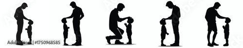 vector silhouette of father stroking child head