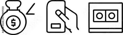 Money bag hand holding device and electrical outlet dollar sign