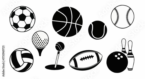 Diverse sports ball collection for team spirit and athletic achievement