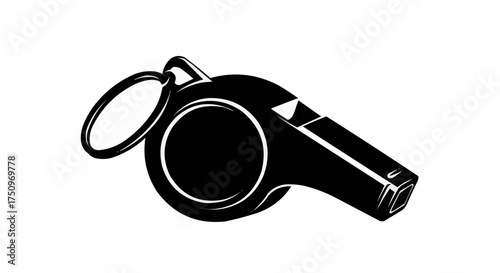 Bold monochrome whistle graphic for sports, safety, or authority concepts