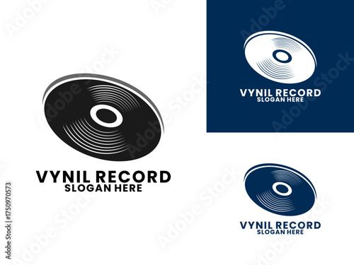 black disc logo design vector template