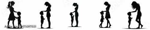 vector silhouette of moher stroking child head